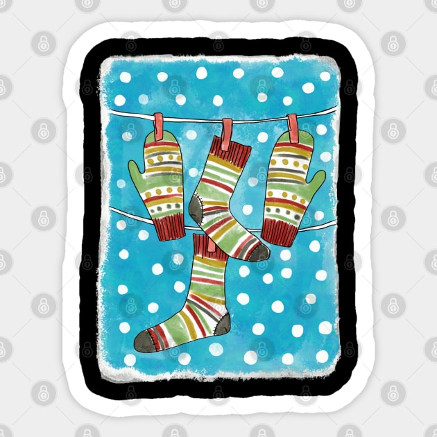 Warm mittens and socks, Christmas collection Sticker by Lillieo and co design